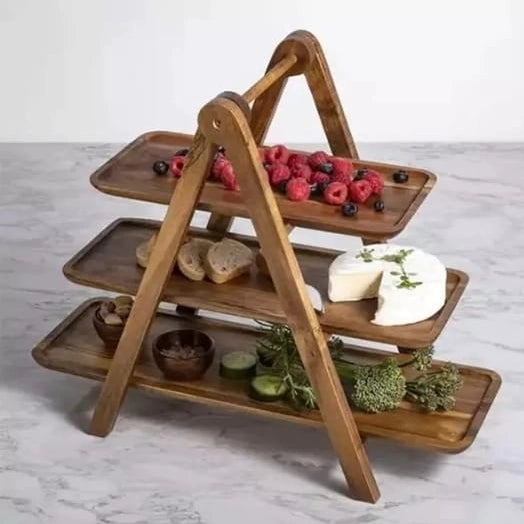 3 Tier Wooden A Shaped Ladder Serving Stand