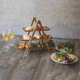 3 Tier Wooden A Shaped Ladder Serving Stand