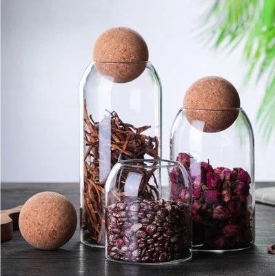 Boroscilicate Glass Jar Set with Round Cork Lid