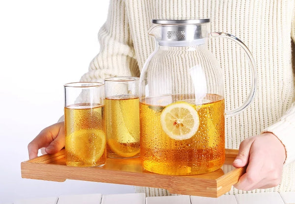 Borosilicate Glass Teapot with Bamboo Lid (2.2 Litre)
