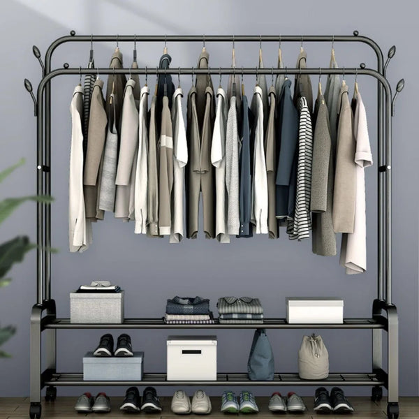 Black clothes rail pole sale