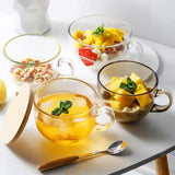 2pc Gold Rim Glass Soup Mug Set