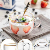2pc Gold Rim Glass Soup Mug Set
