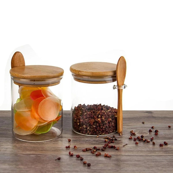450ml Glass Jar with Bamboo lid & spoon
