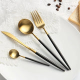 Marble Look ceramic Plates and Tusk Cutlery Combo