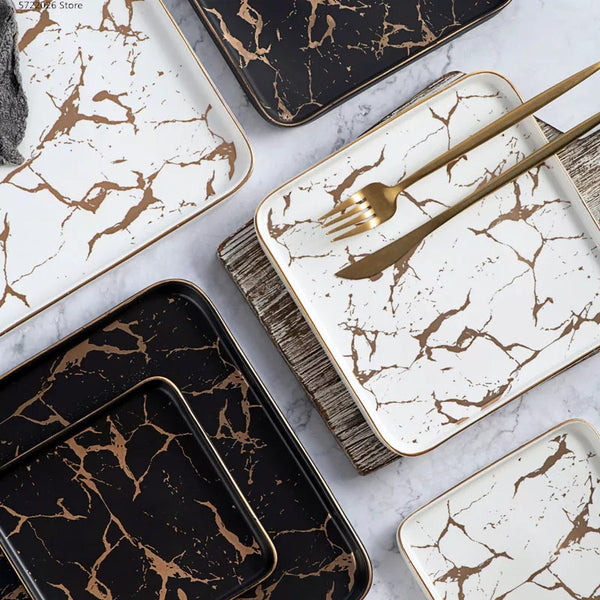 Nordic Style Marble Look Plates/ Platters