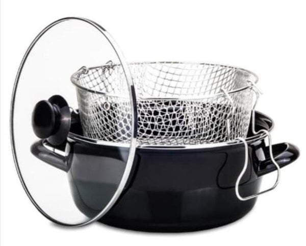 Enamel Deep Fryer - with Lid