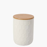 Ceramic  Honyecomb Cookie Jar with Bamboo Lid