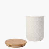 Ceramic  Honyecomb Cookie Jar with Bamboo Lid