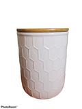 Ceramic  Honyecomb Cookie Jar with Bamboo Lid