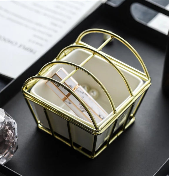 Gold Treasure Chest with Ceramic Bowl