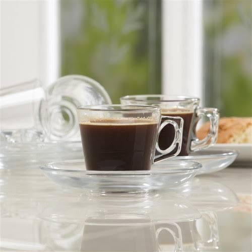 Pasabahce Vela Cappuccino Clear Glass Cup-Saucer 12 pc