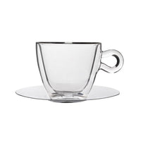 Luigi Bormiolio Double Wall Cappuccino Cup (165ml) & S/Steel Saucer