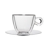 Luigi Bormiolio Double Wall Cappuccino Cup (165ml) & S/Steel Saucer