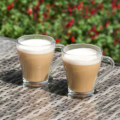 4 x 255ml Glass Coffee Mugs